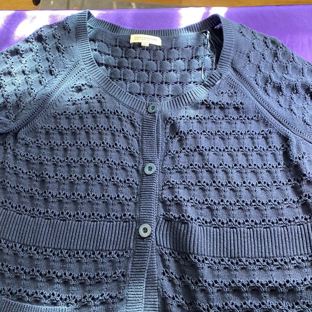 📌Jones New York Knitted Cotton Cardigan - Picture 12 of 15